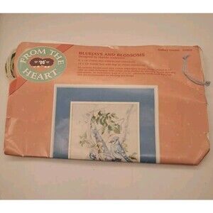 Vtg 1991 Dimensions From The Heart Bluejays And Blossoms Crewel *Read*